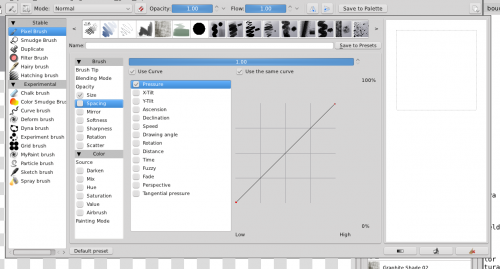 Screenshot of the Krita brush editor